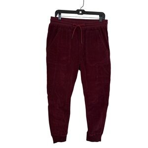 by Anthropologie Corduroy Cropped Jogger Pants Size M Burgundy Cargo Pockets